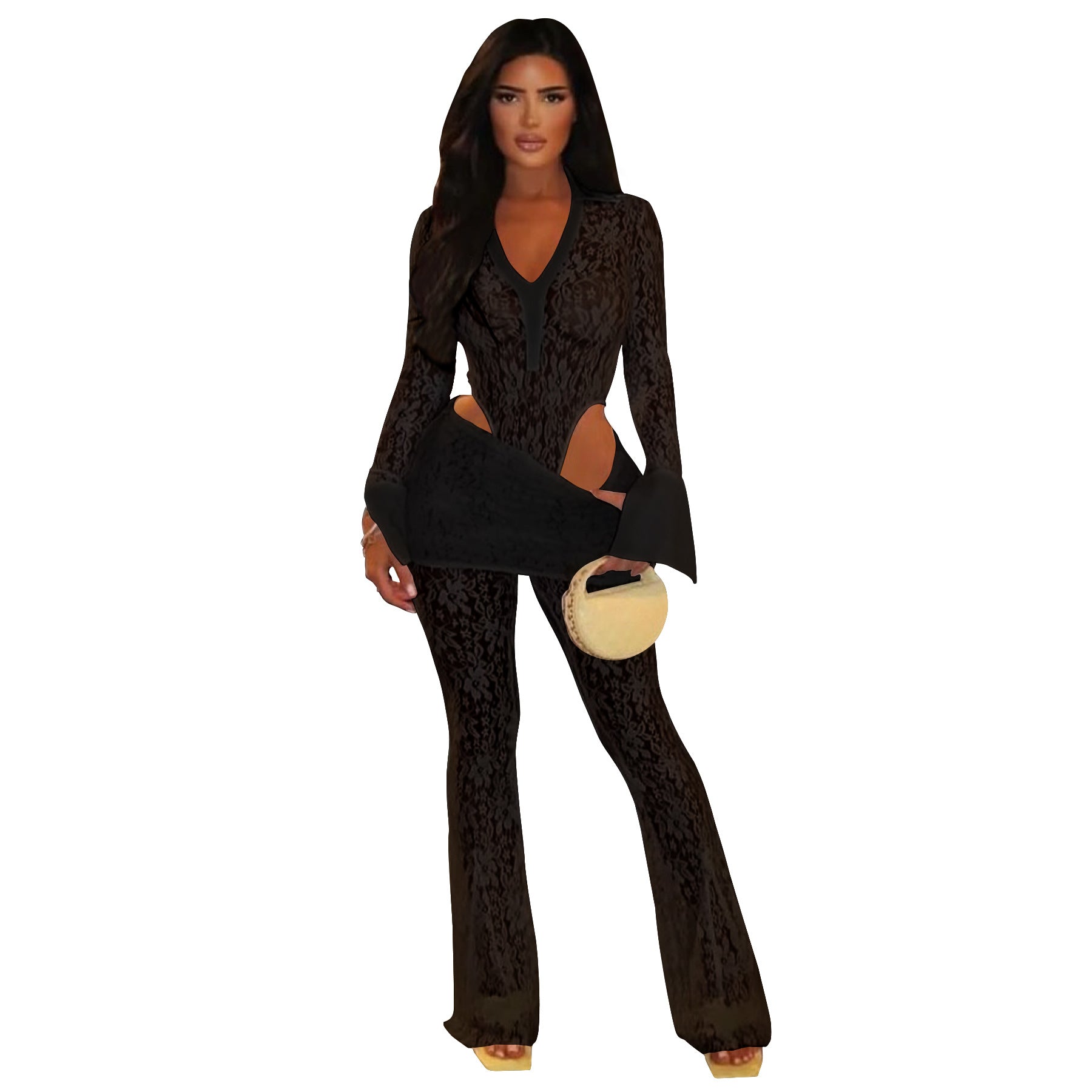 Women's Russian Sexy Lace Two-piece Set Jumpsuits