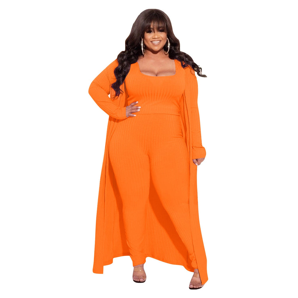 Elastic Sunken Stripe Three-piece Large Fashion Suits