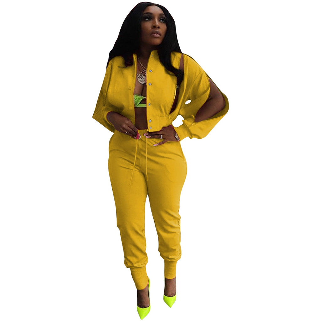 Women's Charming Sports Two-piece Zipper Personality Suits