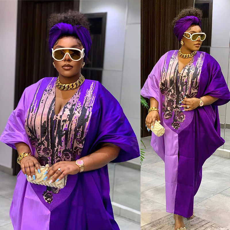 African Ethnic Style Loose Long Robe With Headscarf Dresses