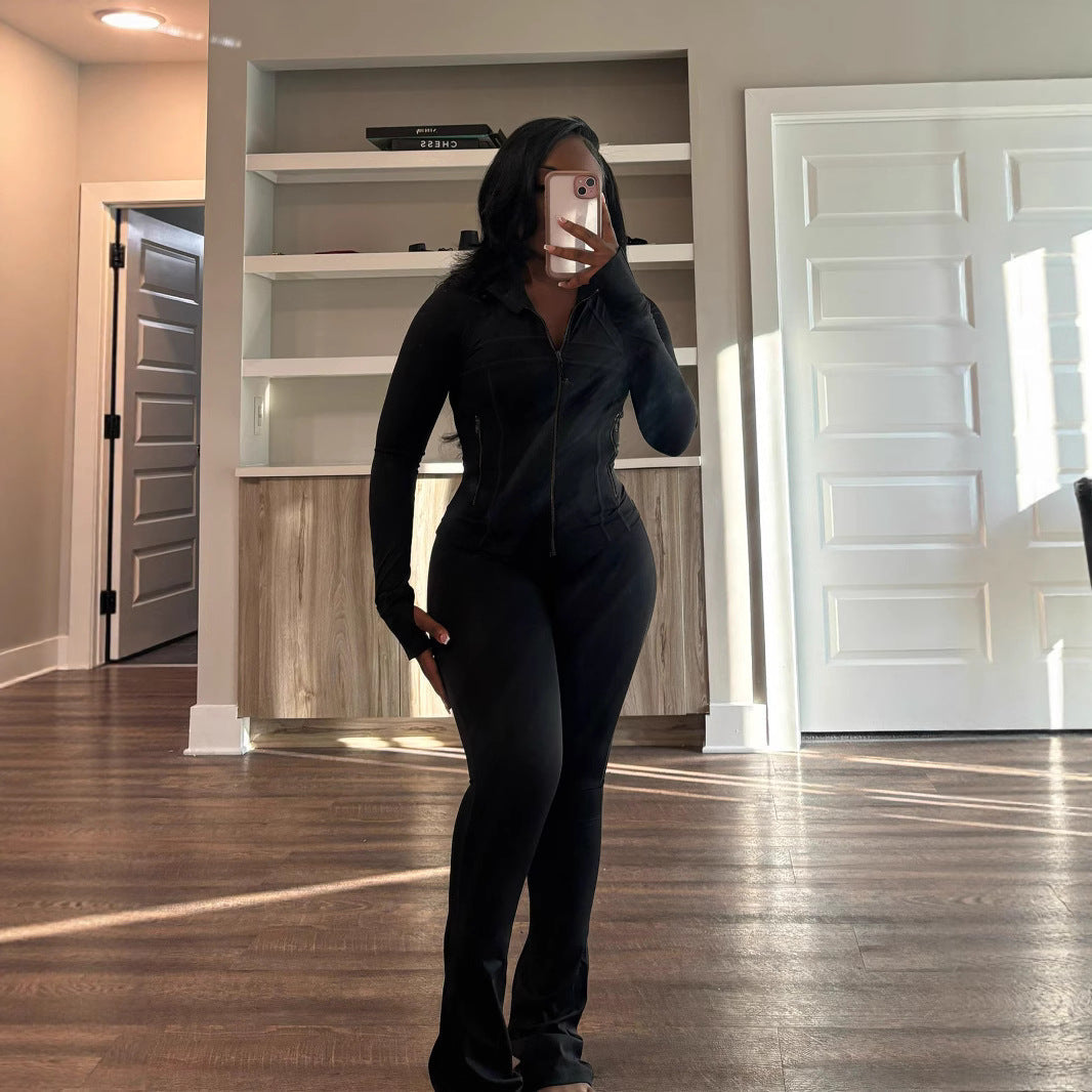 Women's Sports Leisure Sexy Tight Long-sleeved Horn Suits
