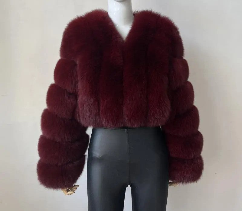Women's Fox Fur Thickened Long Sleeve Imitation Coats