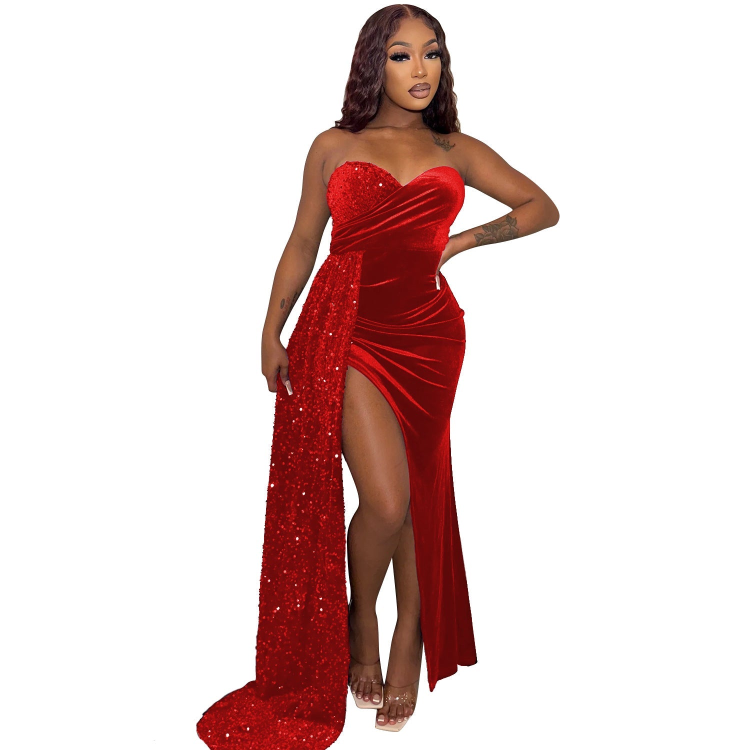 Women's Sexy Nightclub Party Sequin Swing Stitching Dresses