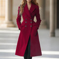 Women's Double Breasted Long Fashion Reversible Woolen Coats