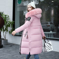 Women's Long Cotton Hooded Large Fur Collar Coats