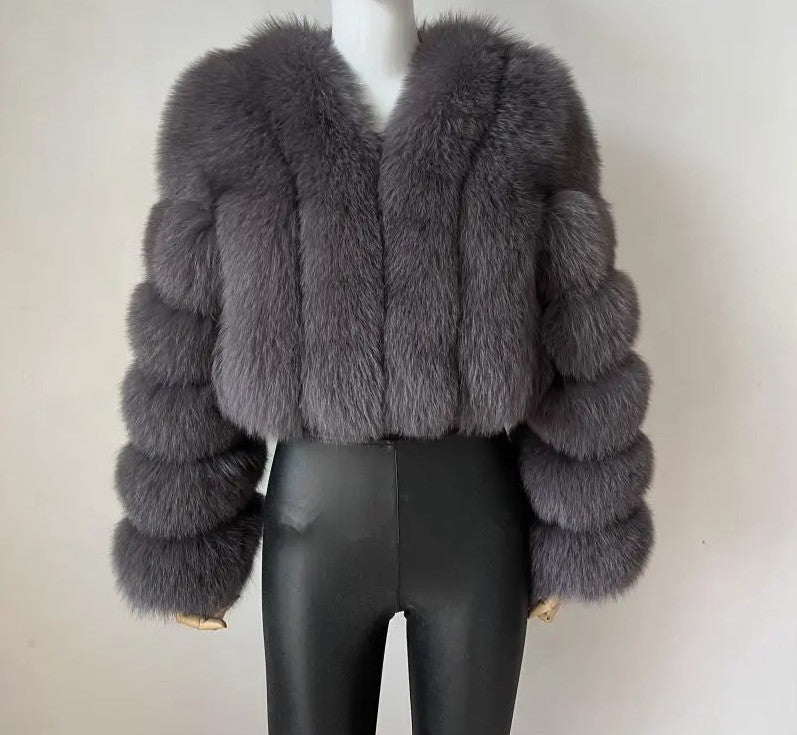 Women's Fox Fur Thickened Long Sleeve Imitation Coats