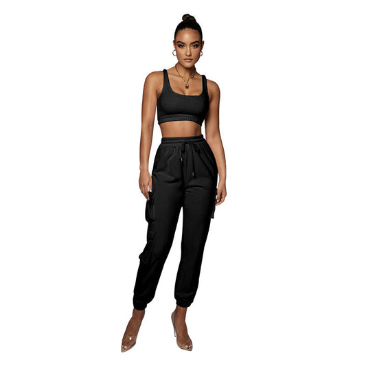 Women's Fashion Casual Set Solid Color Pocket Suits