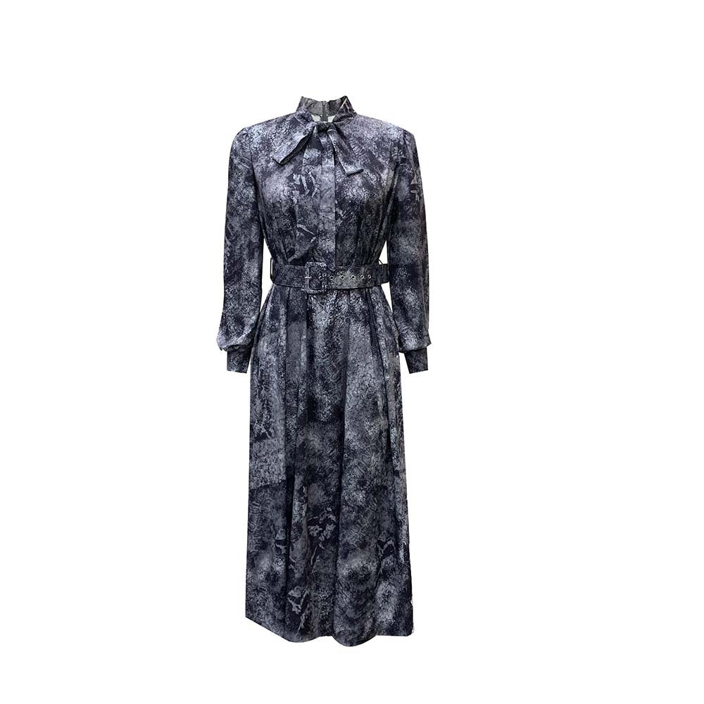 Long Sleeve High Waist Print Banquet Dresses