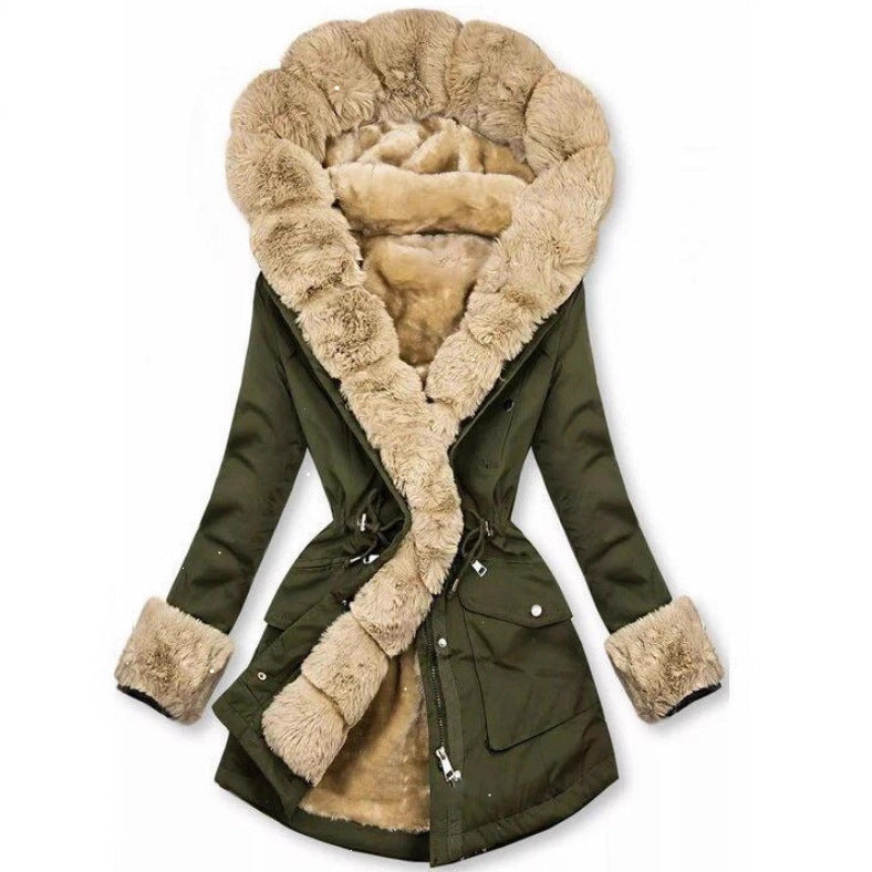 Women's Cool Drawstring Cashmere Fur Collar Jackets