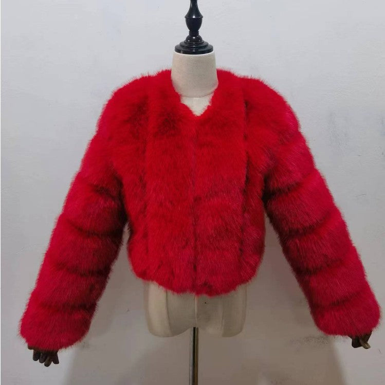Women's Fox Fur Thickened Long Sleeve Imitation Coats