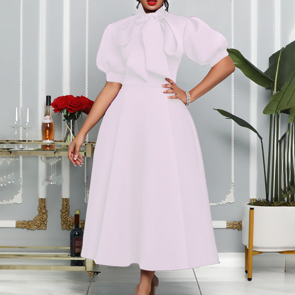 Women's Temperament Bandage Bow Mid-length African Dress Dresses