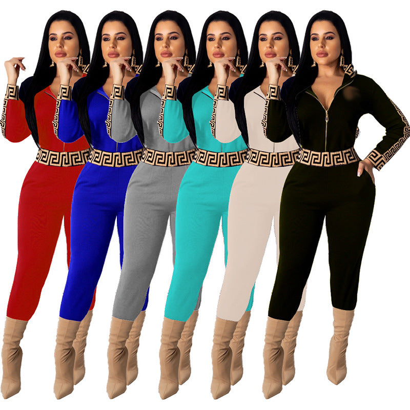 Women's Fashion Casual Zipper Trousers Long Sleeve Dresses