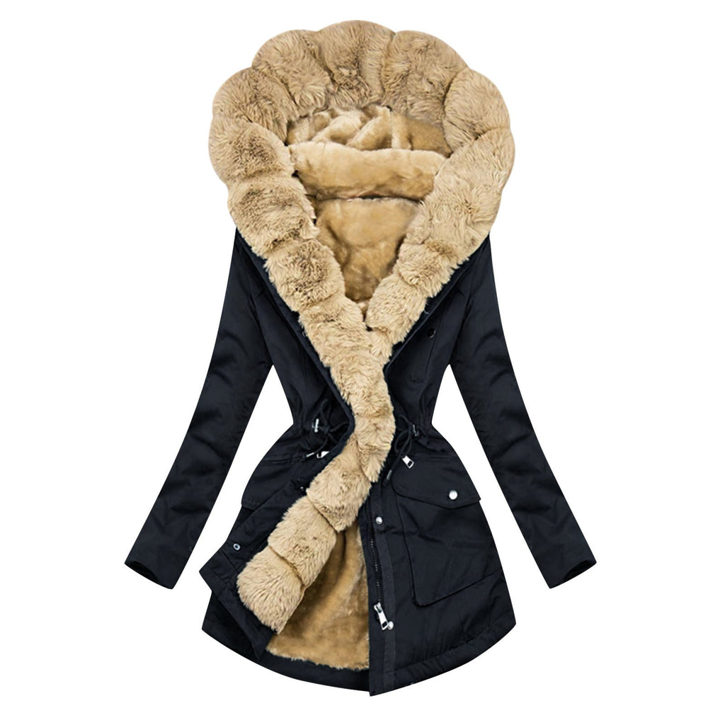 Women's Cool Drawstring Cashmere Fur Collar Jackets