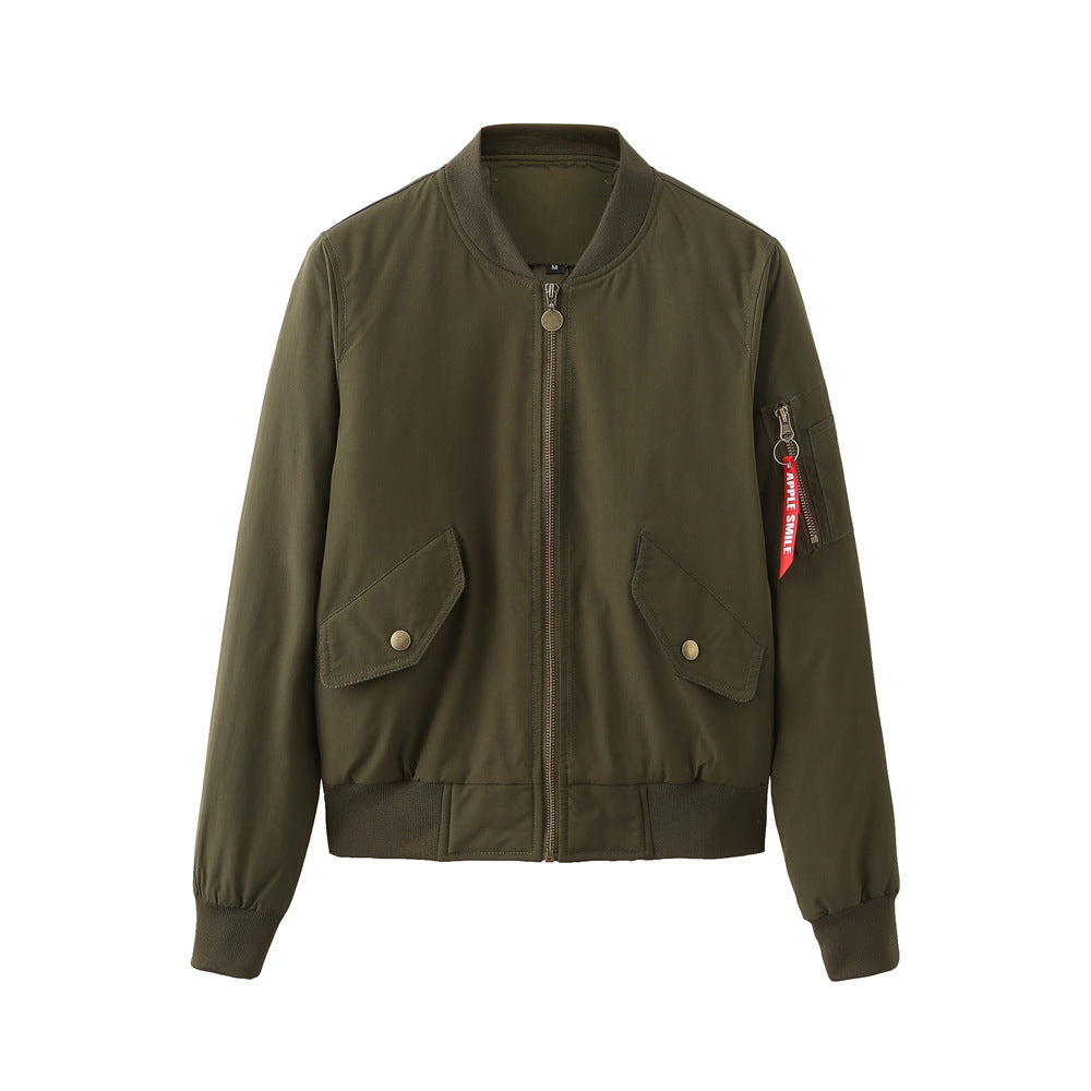 Women's Bomber Baseball Flight Long Sleeve Cotton Jackets