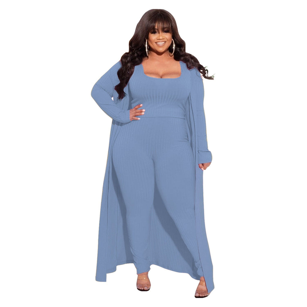 Elastic Sunken Stripe Three-piece Large Fashion Suits