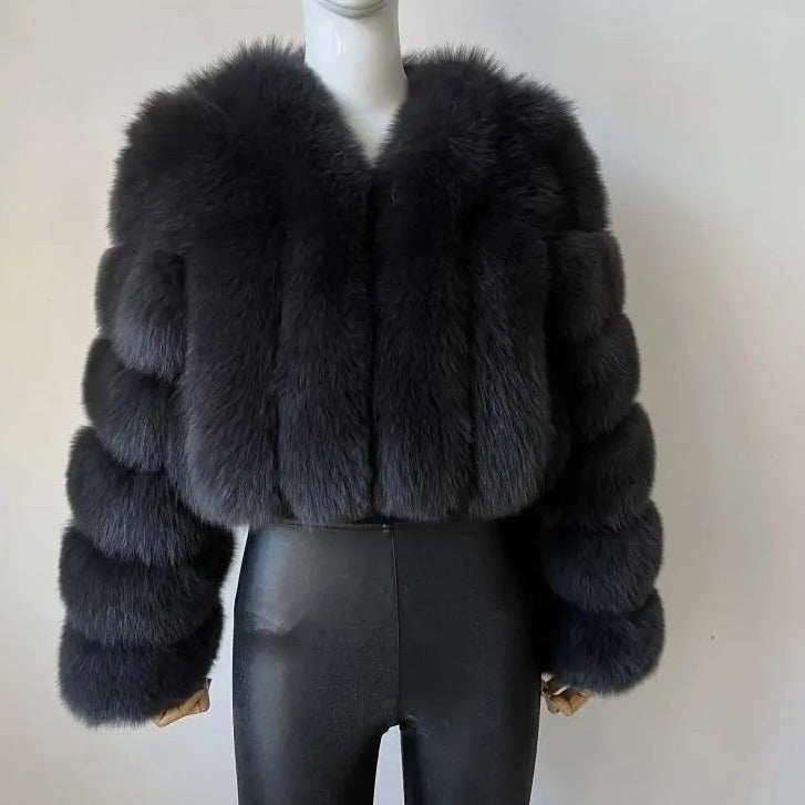 Women's Fox Fur Thickened Long Sleeve Imitation Coats
