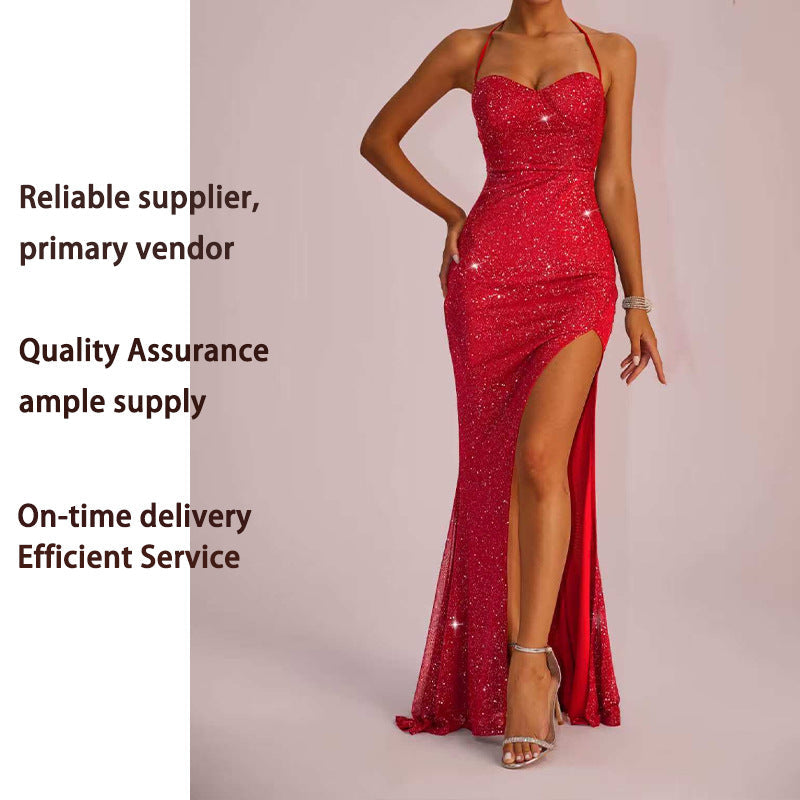 Women's Color Slim Fit Low Cut Backless Dresses