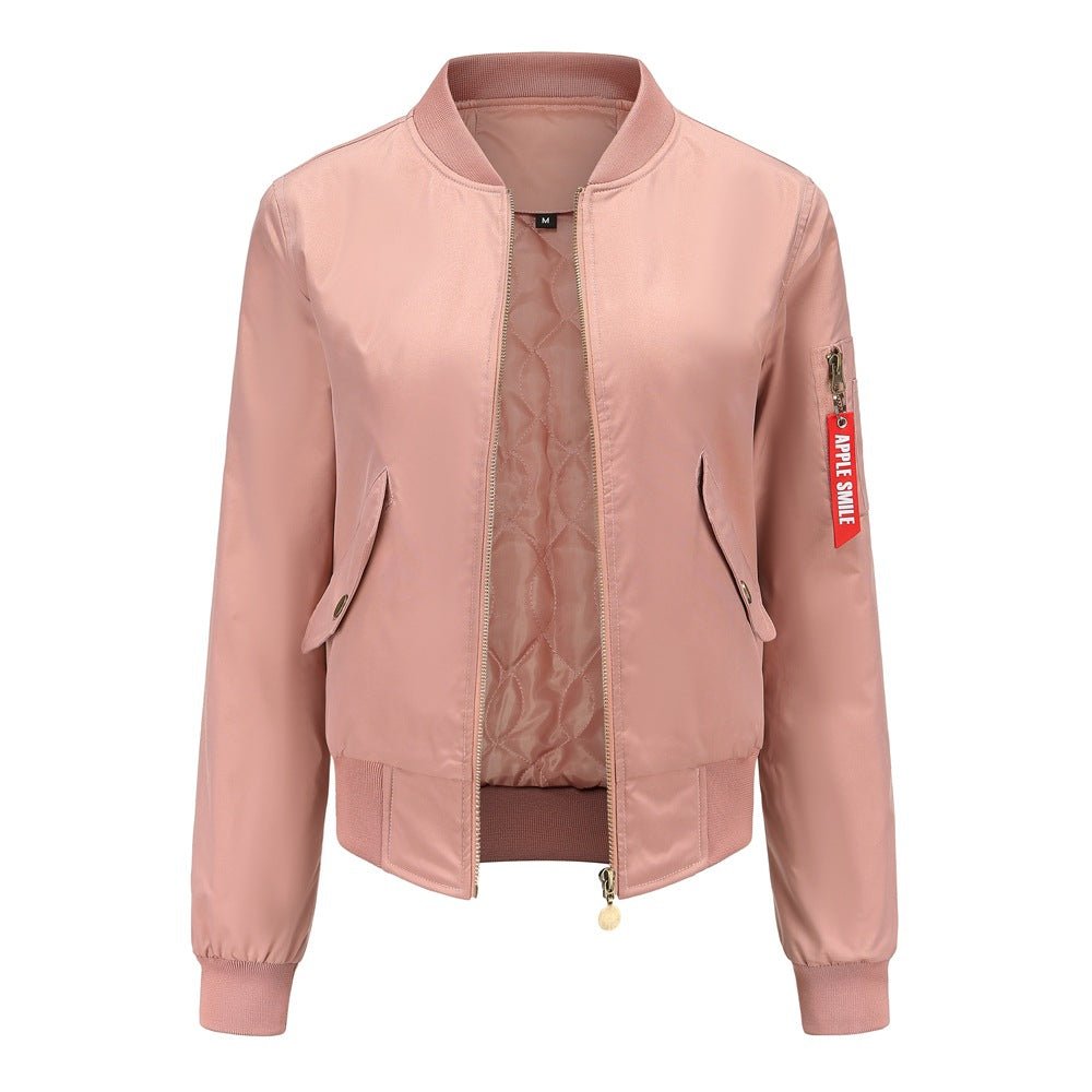 Women's Bomber Baseball Flight Long Sleeve Cotton Jackets