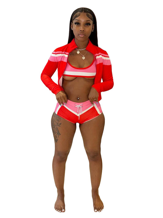 Women's Wear Printed Long-sleeved Halter Wrapped Chest Strap Hot Suits