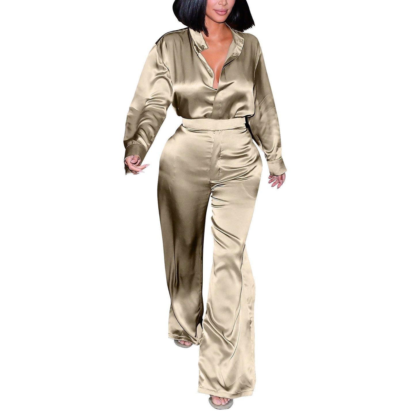 Women's Trendy Russian Fashion Woven Shirt Suits