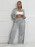 Autumn Striped Zipper Thickening Leisure Commute Suits
