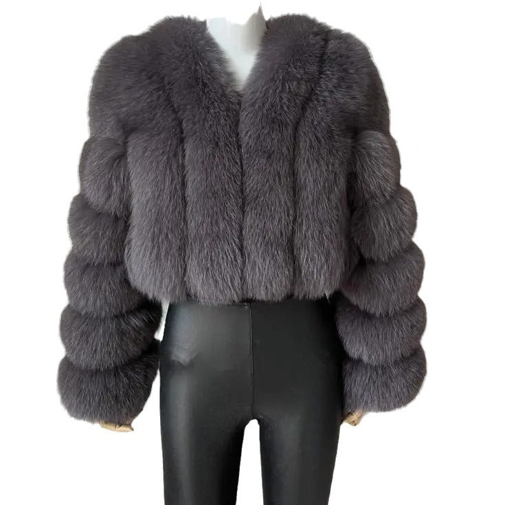 Women's Fox Fur Thickened Long Sleeve Imitation Coats