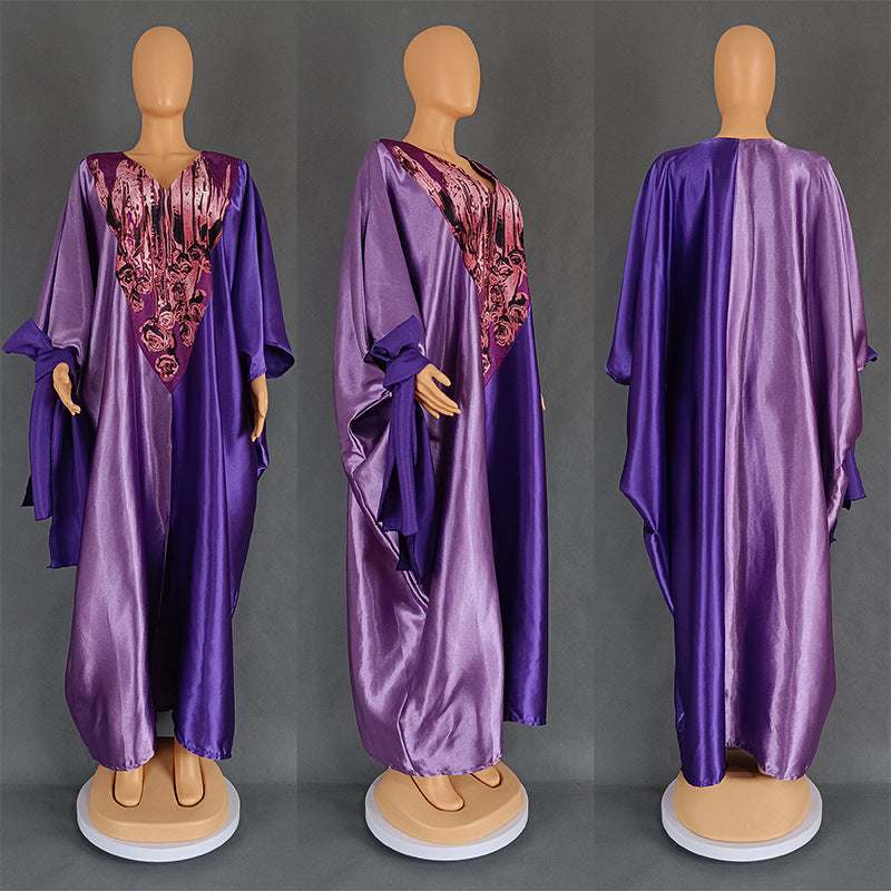 African Ethnic Style Loose Long Robe With Headscarf Dresses