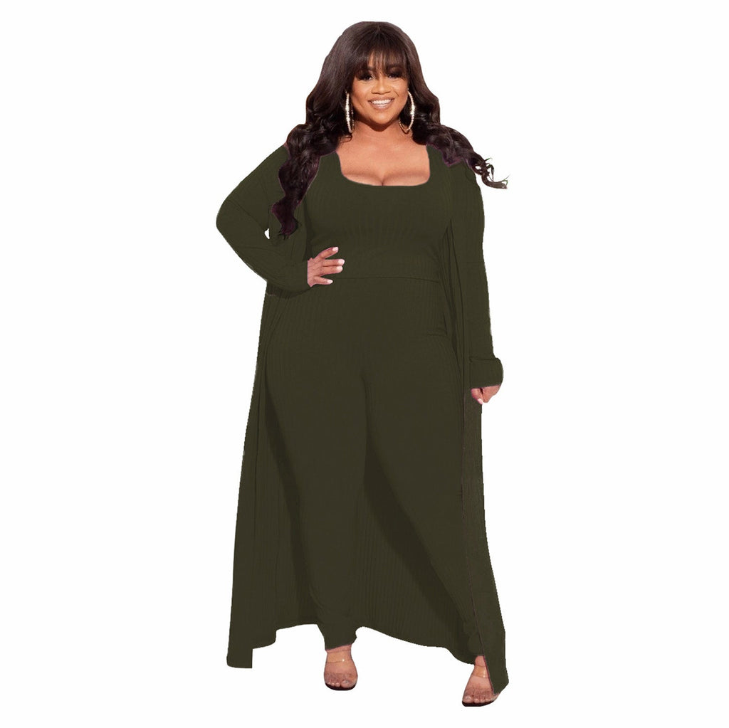 Elastic Sunken Stripe Three-piece Large Fashion Suits