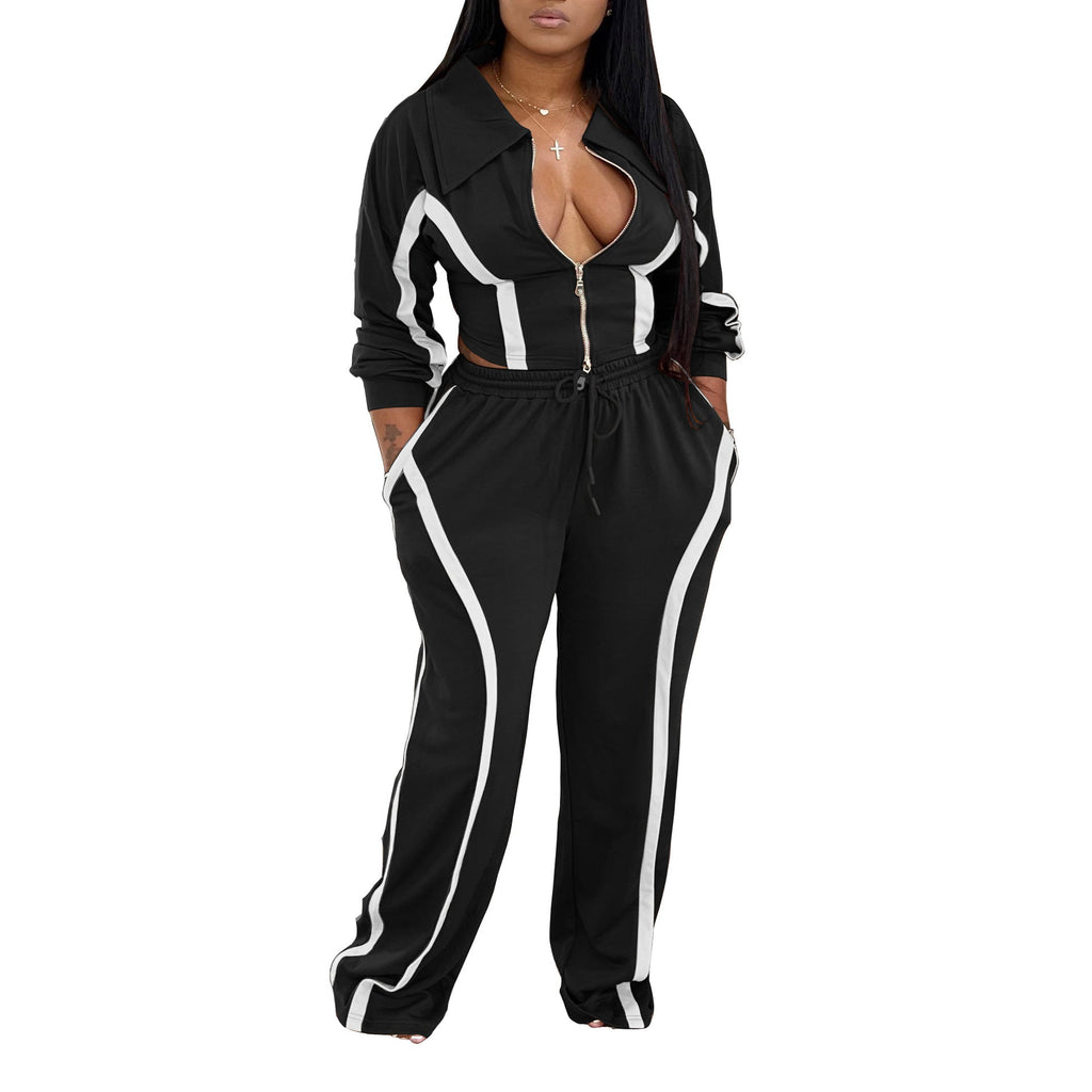 Women's Sports Cotton Two-piece Set Leisure Warm Suits