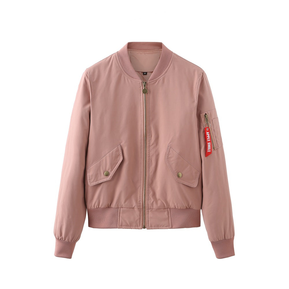 Women's Bomber Baseball Flight Long Sleeve Cotton Jackets