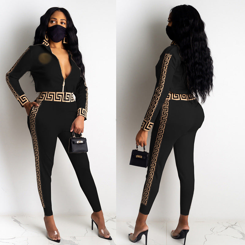 Women's Fashion Casual Zipper Trousers Long Sleeve Dresses