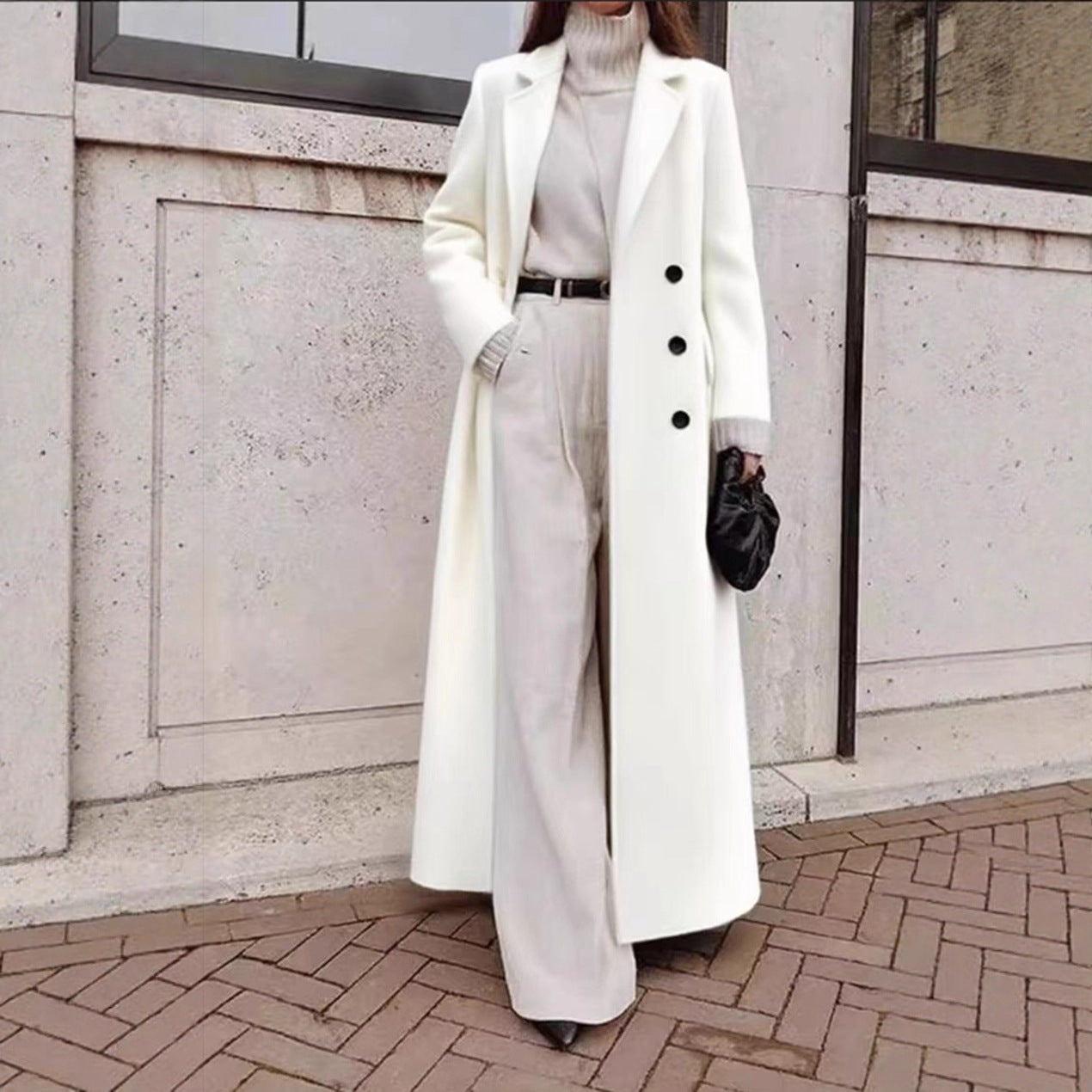 Women's Casual Long Color Warm Woolen Coats