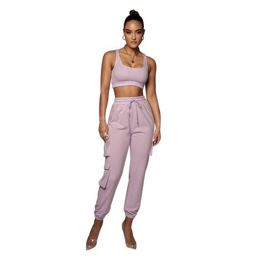 Women's Fashion Casual Set Solid Color Pocket Suits