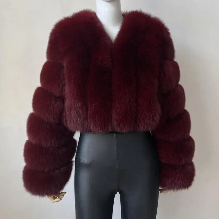 Women's Fox Fur Thickened Long Sleeve Imitation Coats