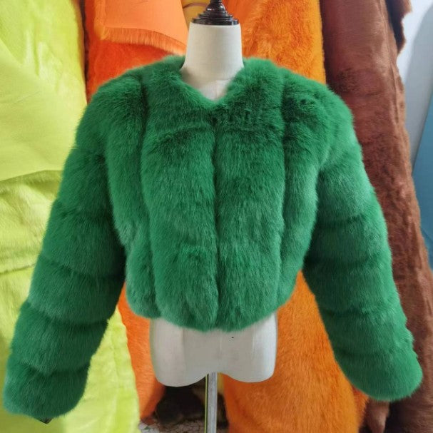 Women's Fox Fur Thickened Long Sleeve Imitation Coats