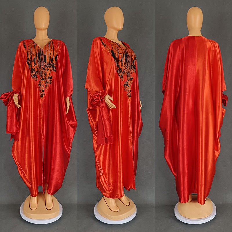 African Ethnic Style Loose Long Robe With Headscarf Dresses