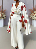 Women's Printed Heap Collar Long Sleeves Two-piece Suits