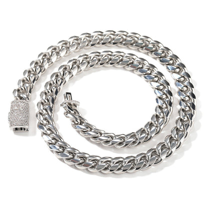 Hip-hop zircon stainless steel zircon necklace