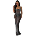 Women's Wear Pure Color Mesh Hot Drilling Sling Dresses