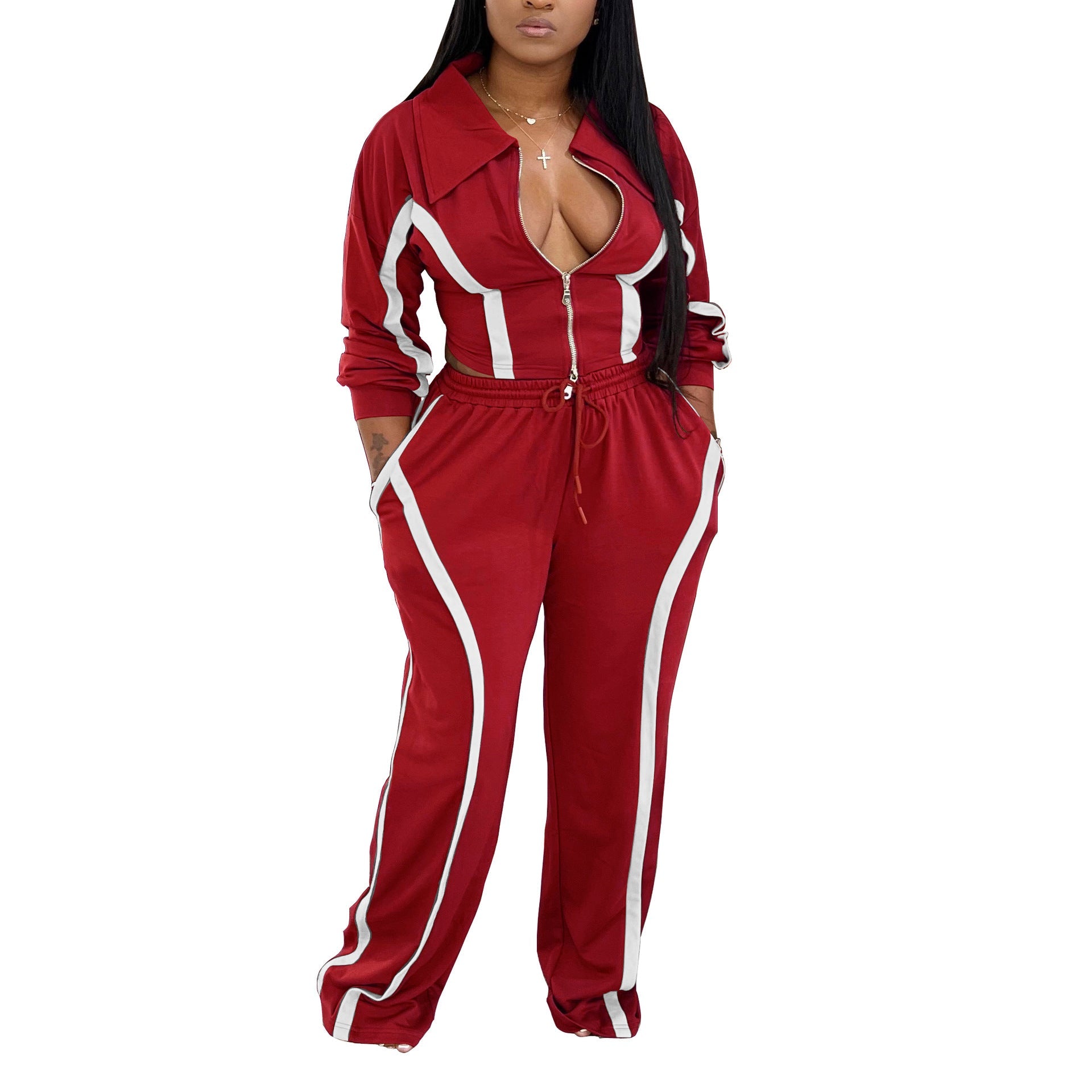 Women's Sports Cotton Two-piece Set Leisure Warm Suits