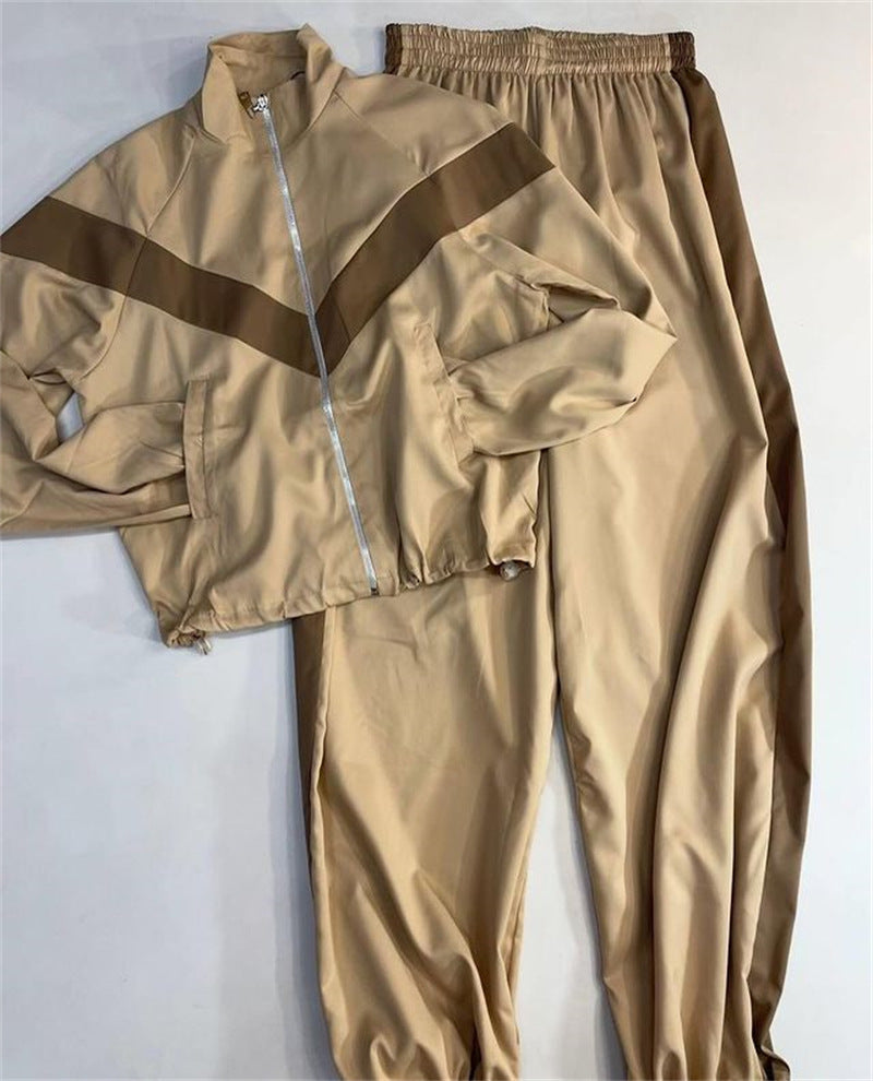 Women's Fashion Casual Long Sleeve Contrast Color Sport Suits