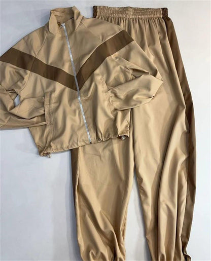 Women's Fashion Casual Long Sleeve Contrast Color Sport Suits