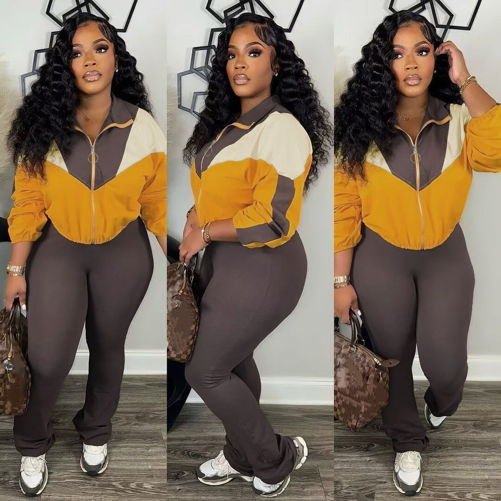 Women's Charming Fashion Lapel Zipper Trousers Suits