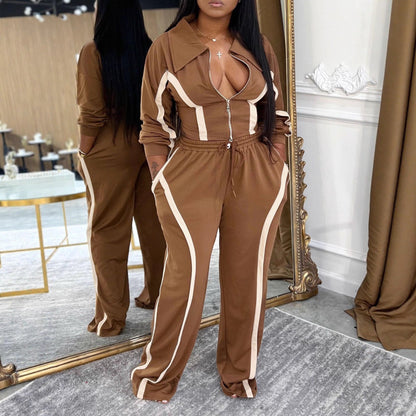 Women's Sports Cotton Two-piece Set Leisure Warm Suits