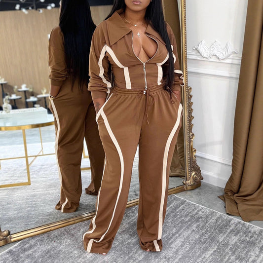 Women's Sports Cotton Two-piece Set Leisure Warm Suits
