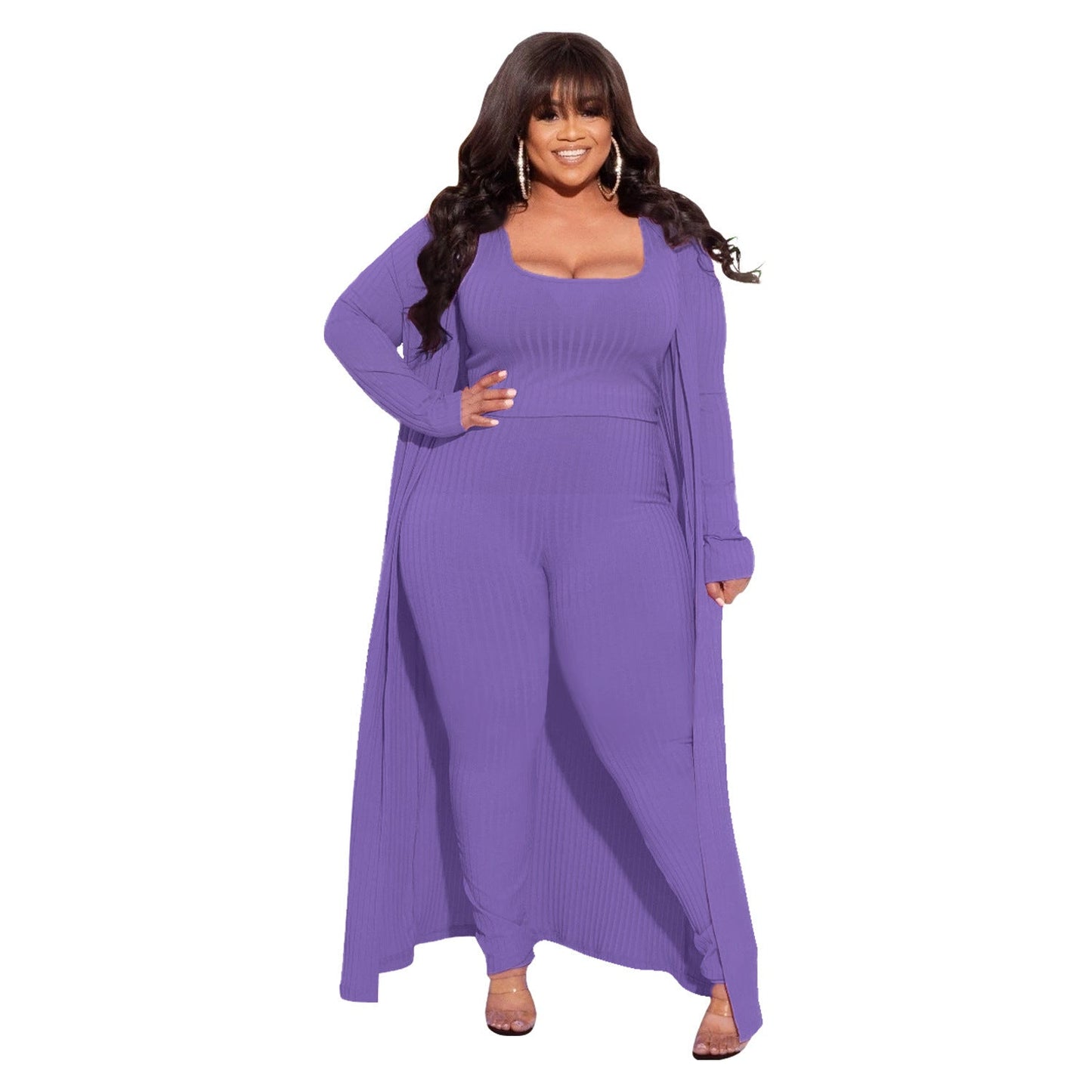 Elastic Sunken Stripe Three-piece Large Fashion Suits
