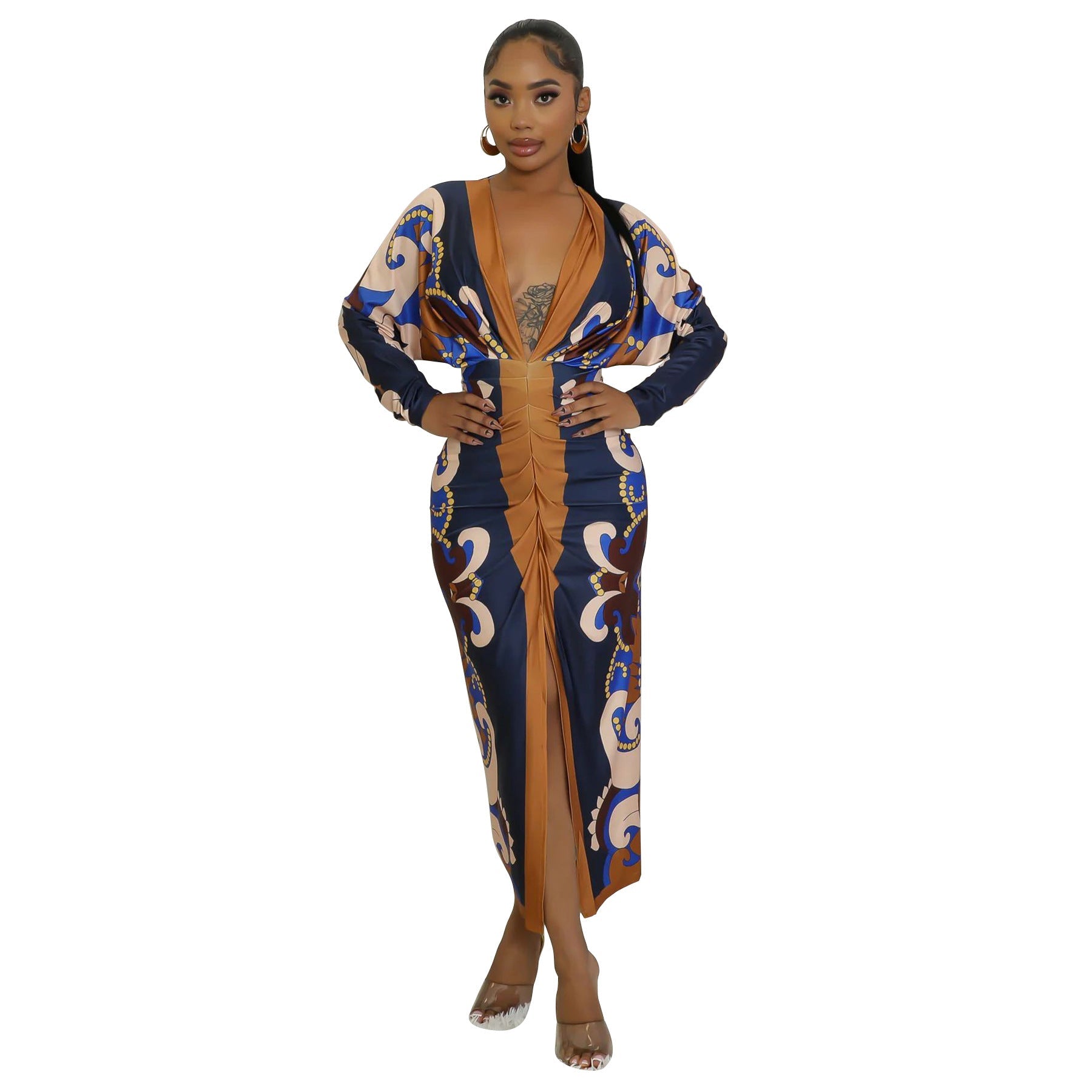 Women's Sexy Long Sleeve Split Dress Dresses