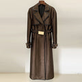 Fashion Belt Jacquard Maze Pattern Extended Coats