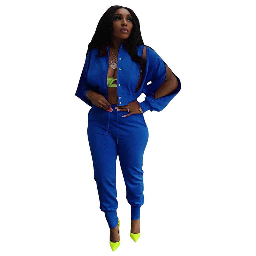 Women's Charming Sports Two-piece Zipper Personality Suits