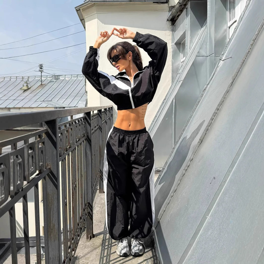 Women's Fashion Casual Long Sleeve Contrast Color Sport Suits